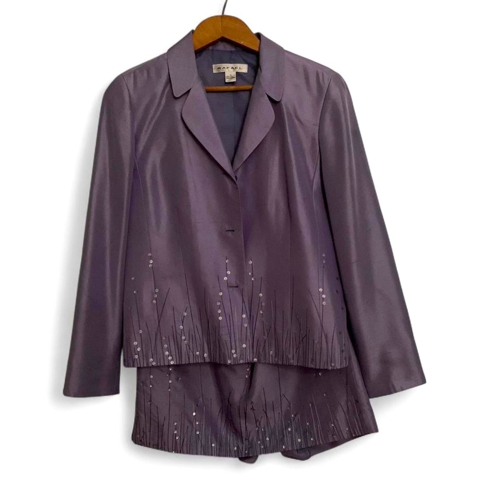 Rafael Lavender Silk Shantung Jacket and Skirt Suit Set
